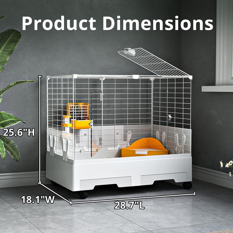 Oneluck Deluxe Rolling Bunny Hutch with Urine Guard,Small Rabbit Cage