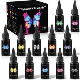 Minlebao Colored UV Resin Kit 12 Colors-Fast Curing for Jewelry Making-20g