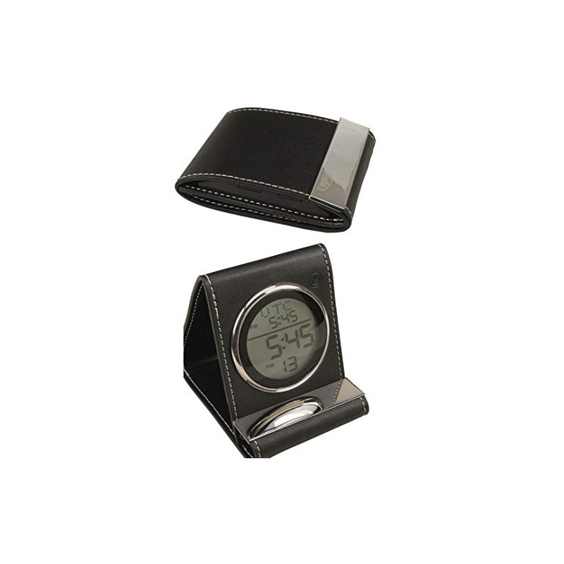 Elegance Leather Travel Alarm Clock