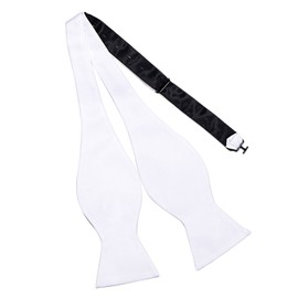 DonDon men's bowtie for self-tying ribbon crossband suitable for suits and smoking jackets - White