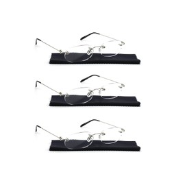 Viseng 3 Pairs Unisex Super Lightweight Rimless Quality Readers Ultra Thin Clear Lenses Frameless Reading Glasses +2.5