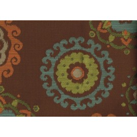 Richloom Fabric Arial Chocolate  Brown Aqua Green Cinnamon Upholstery