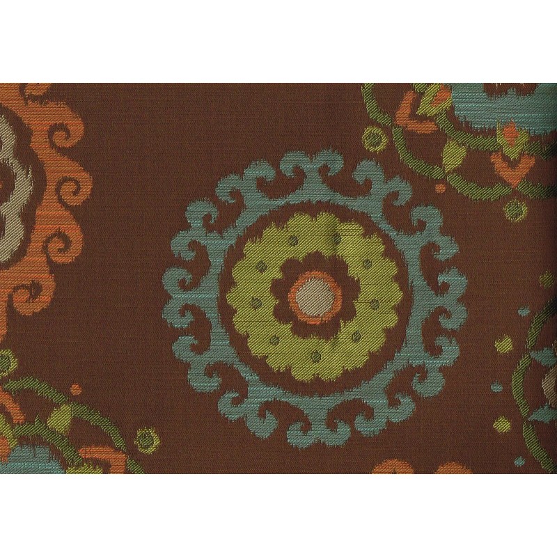 Richloom Fabric Arial Chocolate Brown Aqua Green Cinnamon Upholstery