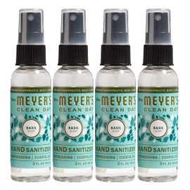 Mrs. Meyer's Antibacterial Hand Sanitizer Spray, Travel Size, Removes 99.9% of Bacteria, Basil, 2 oz - Pack of 4