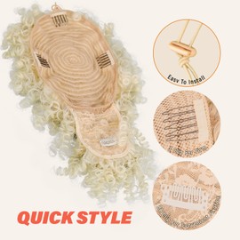builson Ponytail with Cord for Black Women Afro Puff Kinky Curly Hair Ponytail Extension with Bangs Ponytail Natural Hair 613 Light Blonde