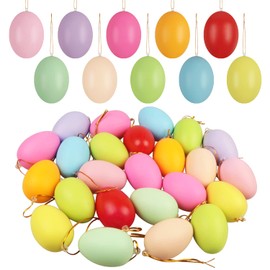 20 Pieces Easter Plastic Eggs, Hanging Eggs for Easter Craft, Blank Easter Eggs Easter Decorations Eggs for Hand Painted Creative DIY Easter Supplies Easter Tree Decoration(Colorful)