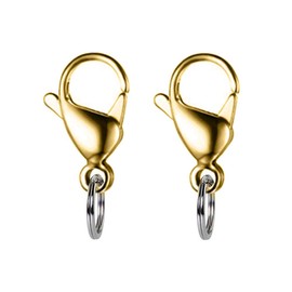 IVIA Dog Tag Clips / 316 Stainless Steel Lobster Buckle with Rings for Cat& Dog Collars and Necklace(2 Pack Gold)