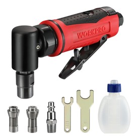 WORKPRO Air Angle Die Grinder, 1/4-Inch Pneumatic Right Angle Die Grinder, 20000RPM, Air-Powered 90 Degree for Grinding, Cutting, Polishing, Welding Repair, Deburring, 1/4" & 1/8" Collets Included