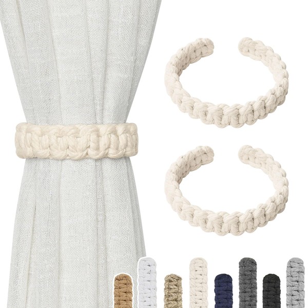 Pretty Jolly 2 Pack Natural Cotton Rope Curtain Tiebacks Farmhouse