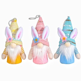 gowoppp Lightable Easter Bunny Gnome Set, Leprechaun Swedish Gnome Night Light Tomte Nordic Elf Figurine Spring Home Easter Decoration Gift