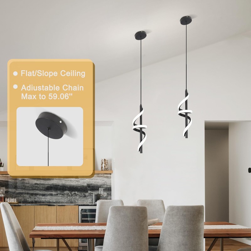 Vloitgol Spiral Led Pendant Light Fixtures, 5500K Cold White Modern