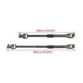 REBEKAMODS Telescopic Steering Shaft, 480mm(18.9'') to 580mm(22.83'') Black Steel Adjustable Steering Rack Shaft Assembly for 110cc 125cc 150cc Go Karts Bike