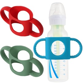 TonGass (3-Pack) TonGass Universal Fit Baby Bottle Holders with Easy Grip Handles for Babies to Hold Their Own Bottle - BPA-Free Soft Silicone