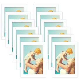 CRUGLA 12 Packs 4x6 Magnetic Picture Frames for Refrigerator Locker, White Peel and Stick Frame Bulk, 4 by 6 Photo Holders for Fridge Dishwasher Whiteboard