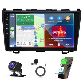 9 Inch Double Din Car Stereo for Honda CRV 2007-2011 Android 13 HD Touchscreen Car Radio Receiver Head Unit w/Carplay and Android Auto GPS Navi Bluetooth WiFi FM Mirror Link AHD Backup Camera, 2+32G