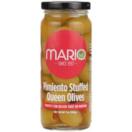 Mario Camacho Foods Queen Olives Stuffed with Minced Pimiento, 7 Ounce