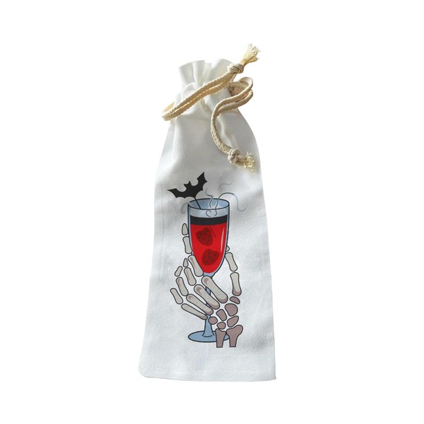 Jolitee Reusable Canvas Wine Bottle Gift Bag – “Dracula Drink”