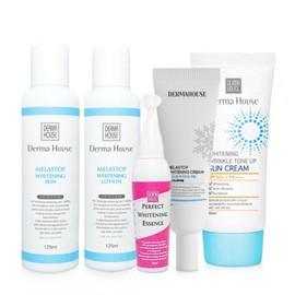 Whitening economical 4-piece set (whitening skin + whitening lotion + whitening essence + whitening cream) + whitening wrinkle tone-up sunscreen / blemish care / triple functionality / 화이트닝 절약형4종(미백스킨+미백로션+미백에센스+미백크림)+미백링클 톤업썬크림 잡티관리3중기능성