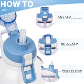 Seekua 64 oz Large Sports Glass Water Bottle with Straw & Time Marker, Motivational Half Gallon Daily Glass Drinking Bottle with Strap for Fruit Infused Water, Smoothie, Coffee