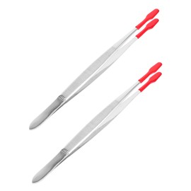 DOITOOL 2pcs Stainless Steel Stamp Tweezers Lightweight Non-slip Long Tweezers for Collecting Stamps Coins and Crafts and Portable for Easy Handling