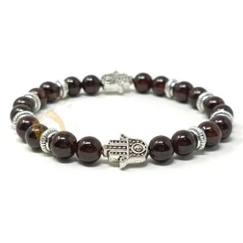 Garnet Bracelet for Women, Men, Teens Gift - Garnet Crystals and Healing Stones Mens Bracelet - 8mm Round Beaded Bracelets - Stretchy Bracelets for Chakra Protection & Meditation