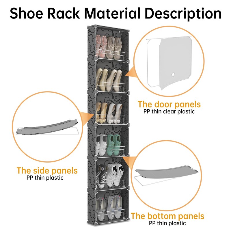 MAGINELS 6 Tier Shoe Rack Organizer with Cover, Slim Shoe