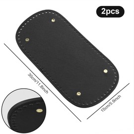 Pack of 2 Crochet Bag Base, PU Leather, Bag Shaper, Cushion Pads, Bag Base with Holes for Knitting Bags, Handbags, Making Shoulder Bags, DIY Accessories, 30 x 15 cm, Black