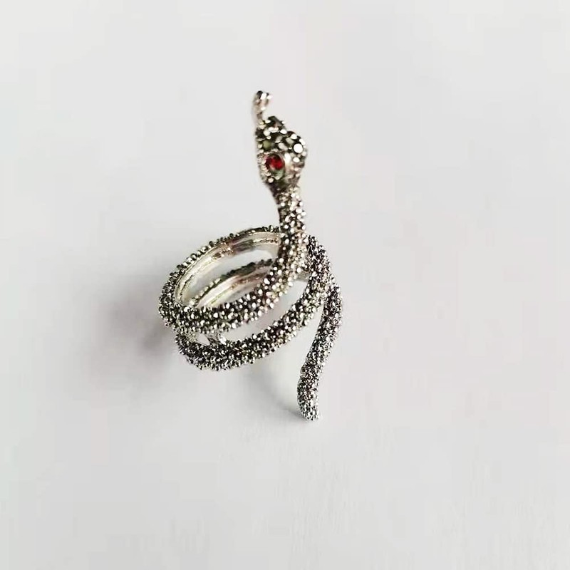Women Rings Snake Cool Punk Goth Rings Cubic Zirconia Band