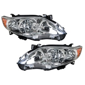 labwork Headlight Headlamp Assembly Replacement for Toyota Corolla 2011 2012 2013 Projector Black Lamps Driver and Passenger Side