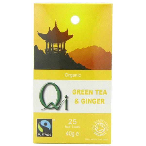 THREE PACKS of Qi Organic Green Tea & Ginger 25