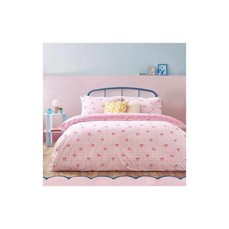Heya Home Gingham Bows Printed Duvet Set - Pink -