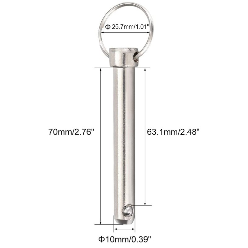 TA-VIGOR 4Pcs Quick Release Pins, 10mm Dia 70mm Length Bimini