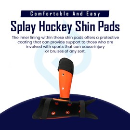 SPLAY Club Hockey Shin Pads Small Shin Guard, Light & Durable Shell, Provides Protection to Pads, Strap for Tight Fit, Soft Foam Inner