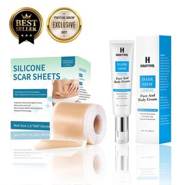 HANYWIL Professional Silicone Scar Sheets and Facial Serum for Face & Body, Skin Care Cream, Quick Tone Repair Retinol (60ml/2 oz) - Specification: two packs