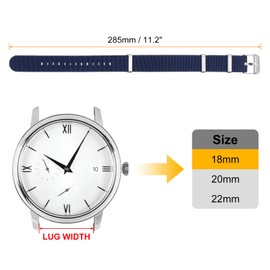 sourcing map Elastic Nylon Watch Band 18mm One-Piece French Watch Strap Waterproof Replacement Wristwatch Strap with Silver Buckle for Men Women, Blue
