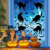 Decoración para ventanas de gato negro de Halloween, calcomanías espeluznantes