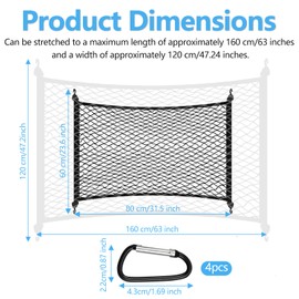 HXC Luggage Net 80 x 60 cm Boot Net Car Boot Net Extends to 160 x 120 cm Separation Net Luggage Fixation Elastic Net for Most Cars