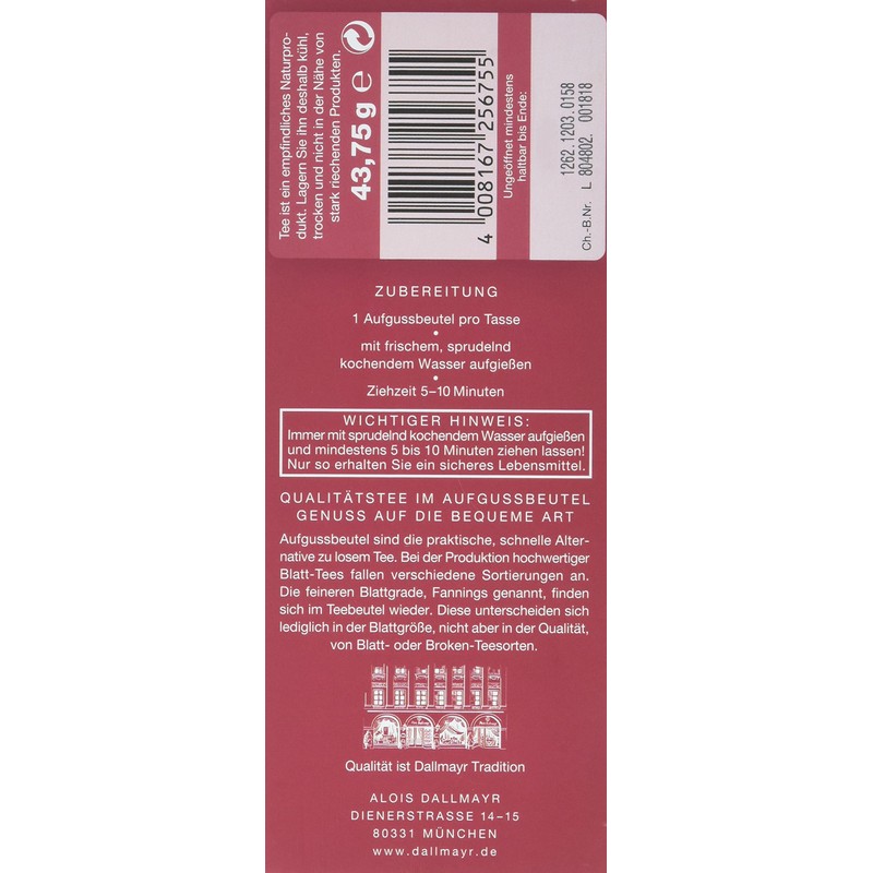 Dallmayr Tea Infusion Bag - Rooi Tea Caramel, Pack of
