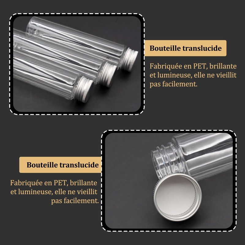 VEGCOO Plastic Test Tubes Sensory Bottle 110ml Clear Plastic Tube