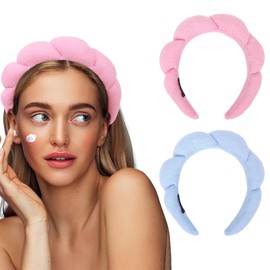 CURASA Spa Headband for Washing Face Pink Skincare Headband Make Up Headbands for Women Puffy Spa Headbands for Girls Hairband for Washing Face Towel Facial Head band Hair Accessories for Women Girls