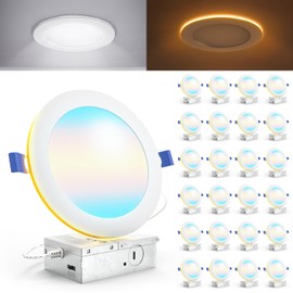 Sunco - Paquete de 24 luces LED empotrables de 6 pulgadas con luz nocturna, iluminación empotrada sin lata, 1500 LM, 15 W (equivalente a 150 W), CCT seleccionable 2700K/3000K/4000K/5000K/6000K