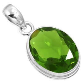 JEWELOPORIUM 925 Silver Pendant for Women Green Peridot Quartz Gemstone Boho Silver Pendant Necklace Christmas - Gift Statement Jewelry