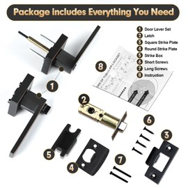 RAZCC Privacy Door Levers, 6 Pack Oil Rubbed Bronze Door Handles Interior Heavy Duty Bed and Bath Keyless Door Locksets, Reversible for Left Right Handed Doors