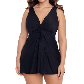 Miraclesuit Women's Swimwear Must Have Marais Tummy Control One Piece Swimdress, Black, 12