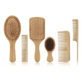 Cepillos Juego 6pcs De Bamb De Peine Para El Antiesttico                                                                                              