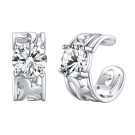 ChicSilver 925 Silver Ear Cuff, Women's Popular Earrings, No Holes, Zirconia, January, Birthstone, Arabesque Pattern, Arabesque, Silver