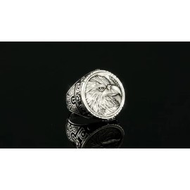 Italiano Silver, Inc. Real 925 Sterling Silver Mens Coin Ring USA Eagle American Liberty Dollar 7-13 - 7