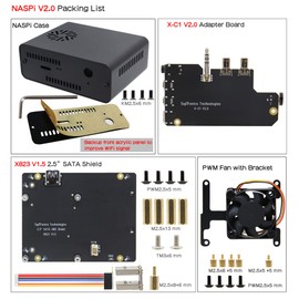Geekworm NASPi V2.0 2.5 Inch SATA HDD/SSD NAS Storage Kit with Safe Shutdown & Auto Power On Function for Raspberry Pi 4 Model B (Not Include Raspberry Pi 4)