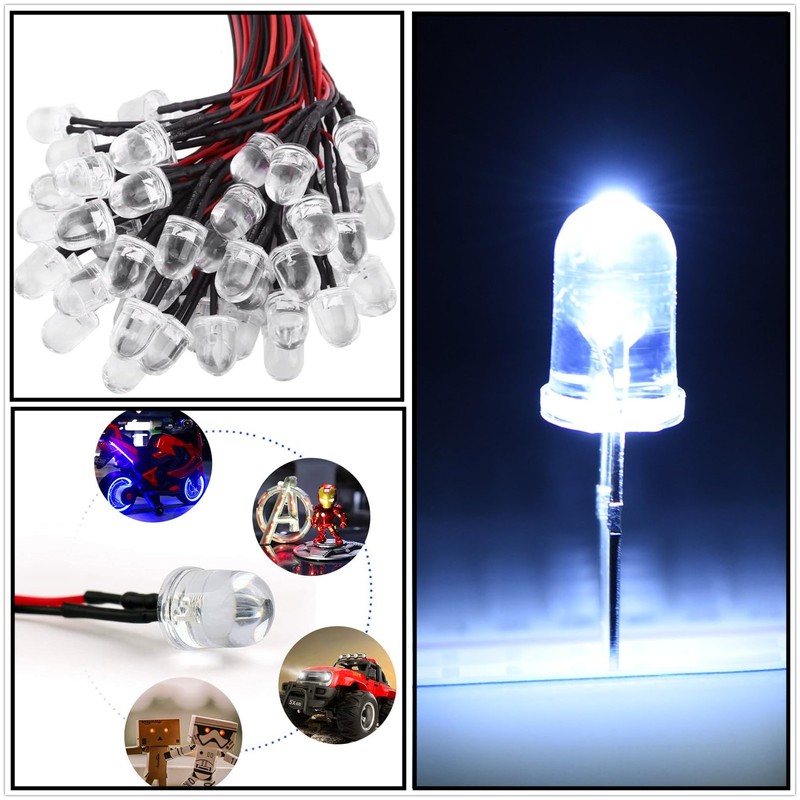 HUAZIZ Pack of 100 Pre-Wired LED, Diode Light, 12 V