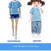 AQQeenmiu Doll Clothes Set, Blue Striped T-shirt with Gray Shorts